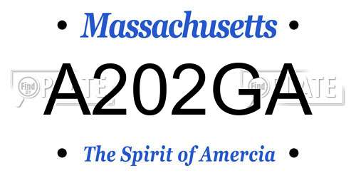 A202GA Massachusetts License Plate