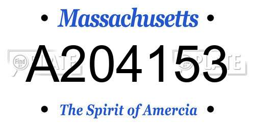 A204153 Massachusetts License Plate