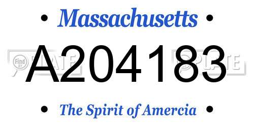 A204183 Massachusetts License Plate