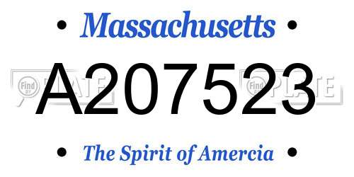 A207523 Massachusetts License Plate