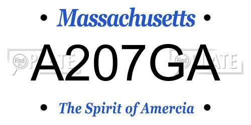 A207GA Massachusetts License Plate