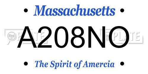A208NO Massachusetts License Plate