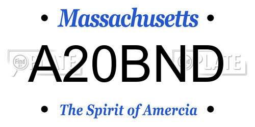 A20BND Massachusetts License Plate
