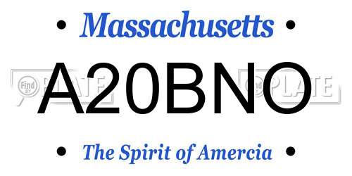A20BNO Massachusetts License Plate