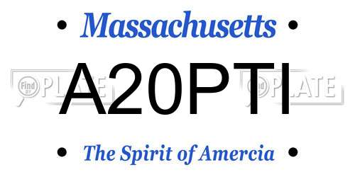 A20PTI Massachusetts License Plate