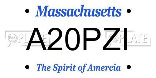 A20PZI Massachusetts License Plate