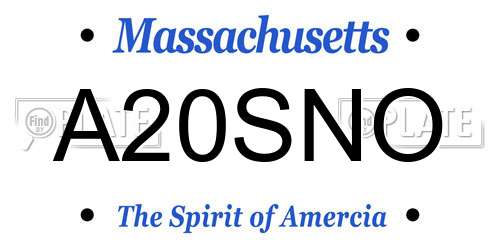 A20SNO Massachusetts License Plate