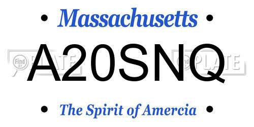 A20SNQ Massachusetts License Plate