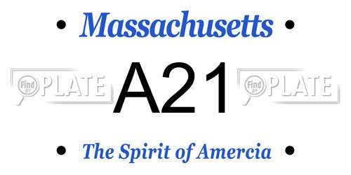 A21 Massachusetts License Plate