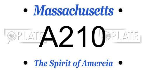A210 Massachusetts License Plate