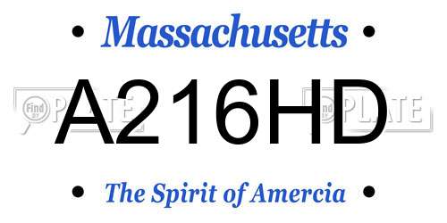 A216HD Massachusetts License Plate