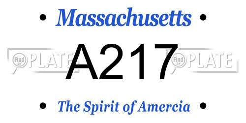 A217 Massachusetts License Plate