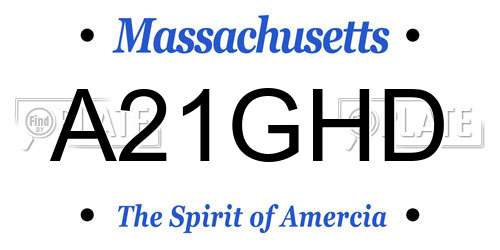 A21GHD Massachusetts License Plate