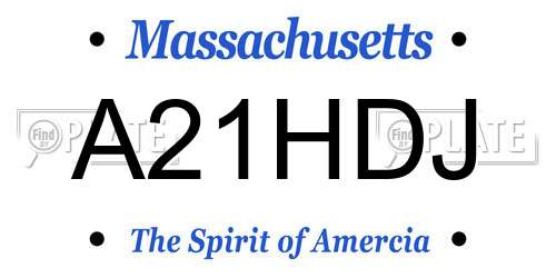 A21HDJ Massachusetts License Plate