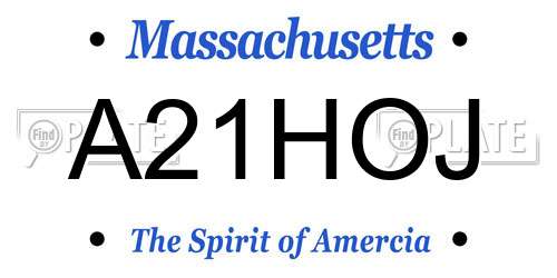 A21HOJ Massachusetts License Plate