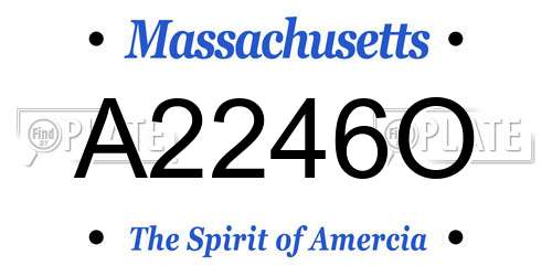 A2246O Massachusetts License Plate