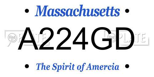 A224GD Massachusetts License Plate