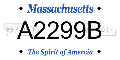 A2299B Massachusetts License Plate