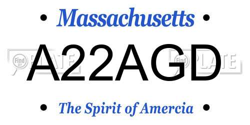 A22AGD Massachusetts License Plate