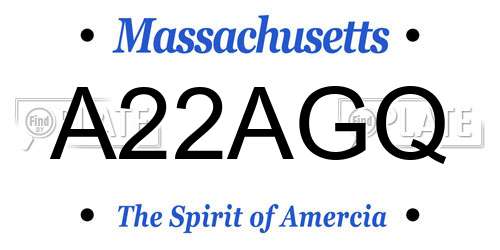 A22AGQ Massachusetts License Plate