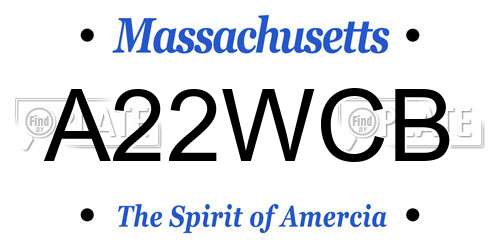 A22WCB Massachusetts License Plate