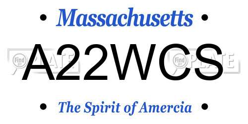 A22WCS Massachusetts License Plate