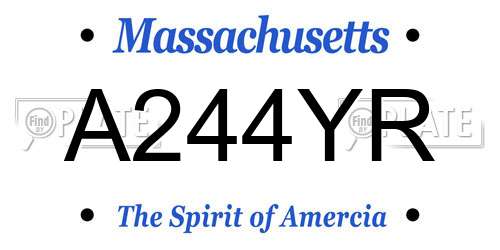 A244YR Massachusetts License Plate