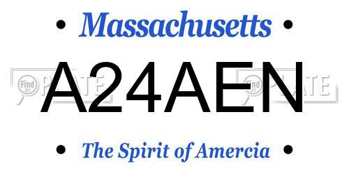A24AEN Massachusetts License Plate
