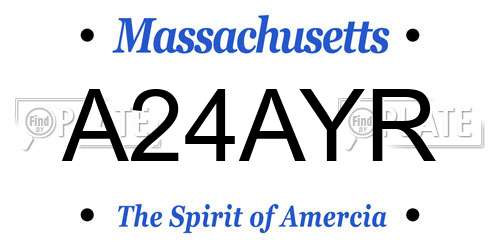 A24AYR Massachusetts License Plate