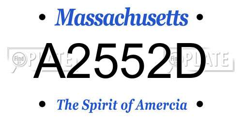 A2552D Massachusetts License Plate