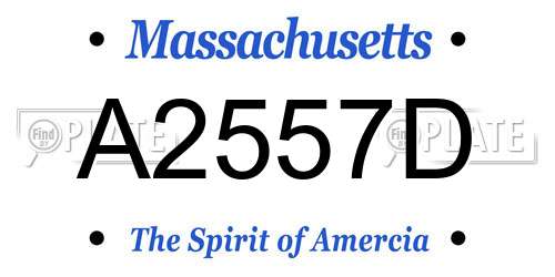 A2557D Massachusetts License Plate