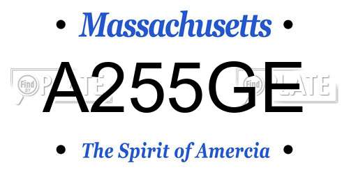 A255GE Massachusetts License Plate