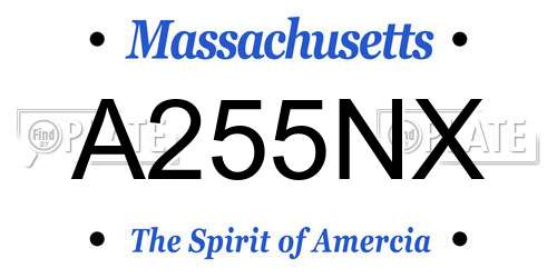 A255NX Massachusetts License Plate
