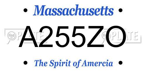 A255ZO Massachusetts License Plate
