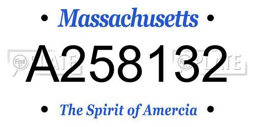 A258132 Massachusetts License Plate