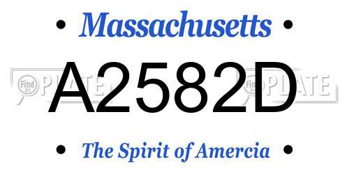 A2582D Massachusetts License Plate