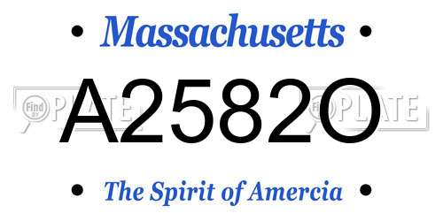A2582O Massachusetts License Plate