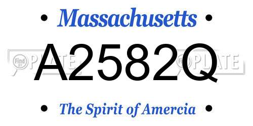 A2582Q Massachusetts License Plate