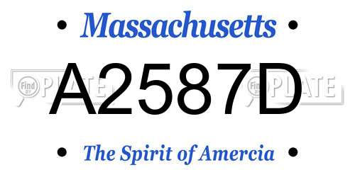 A2587D Massachusetts License Plate