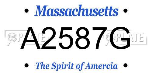 A2587G Massachusetts License Plate