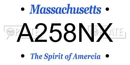 A258NX Massachusetts License Plate