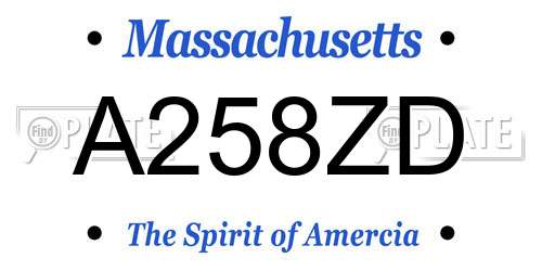 A258ZD Massachusetts License Plate
