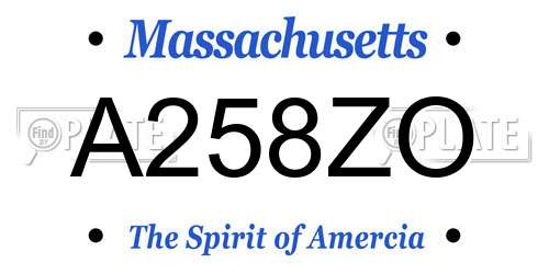 A258ZO Massachusetts License Plate