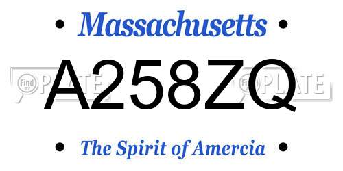 A258ZQ Massachusetts License Plate