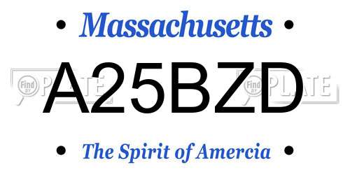A25BZD Massachusetts License Plate