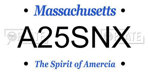 A25SNX Massachusetts License Plate