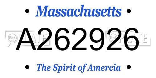 A262926 Massachusetts License Plate