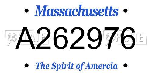 A262976 Massachusetts License Plate