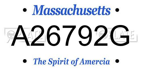 A26792G Massachusetts License Plate