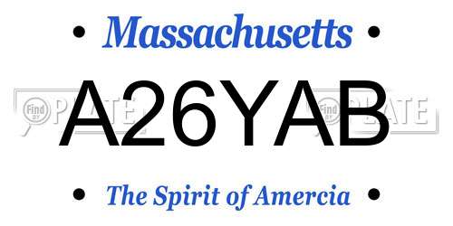 A26YAB Massachusetts License Plate